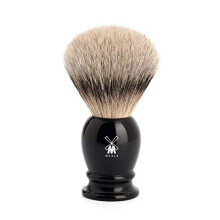 MÜHLE Classic Shaving Brush - shaving brush with Silberspitz badger hair - large - handle made of black precious resin - handcrafted