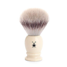MÜHLE shaving brush, silvertip fibre, handcrafted, large, handle made of precious resin, ivory