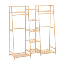 Bamboo Clothes Rack With Storage Shoe Cabinet