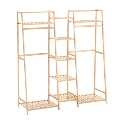 Bamboo Clothes Rack With Storage Shoe Cabinet