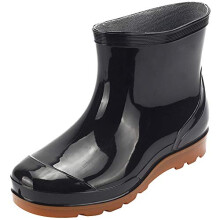ANUFER Men's Mid-Calf Rain Boots Black Wellington Boots with Detachable Lining Black SN01005 UK6
