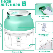 Electric Garlic Chopper, Wireless Portable Food Chopper, Mini Food Processors with USB Charging & 3