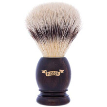 Plisson - Classic Shaving Brush, High Quality Synthetic White Fiber Shaving Brush - Macassar Ebony Handle - Size 12 Standard - Comfort and Softness -