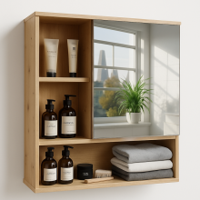 Bamboo Bathroom Wall Storage Cabinet Organiser