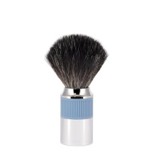MÜHLE NEO shaving brush - shaving brush made from black fibre - chrome-plated metal and rubber grip - vegan - glacier blue