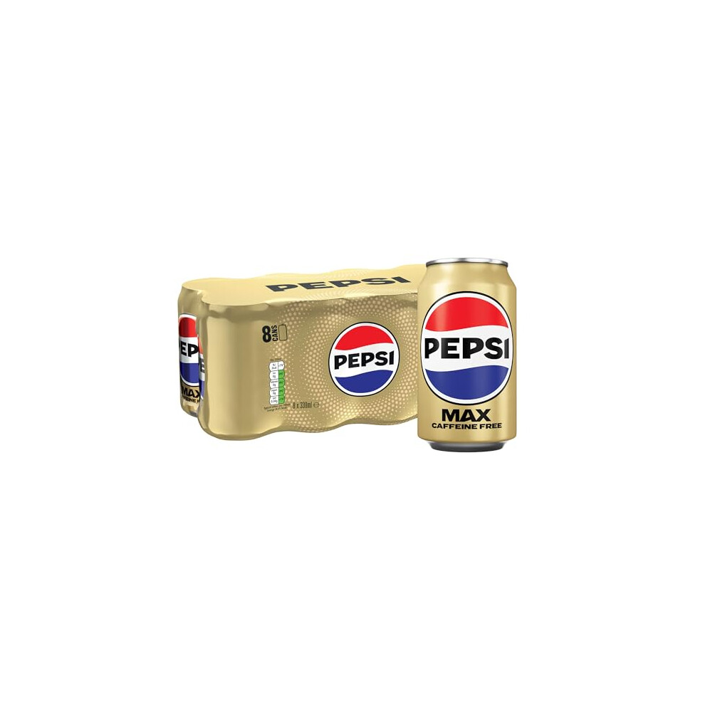 Pepsi Max No Caffeine & No Sugar Soft Drinks, 8 X 330Ml