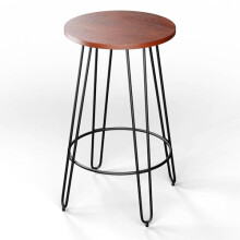 blumfeldt Bistro Table - 60cm Circular Wood Top, Industrial Style, Steel Frame with Footrest, Height-Adjustable Feet, Bar Table, Ideal for Dining &