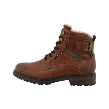 MUSTANG - Brown ankle boots with a low cut heel with a zip and round laces, Brown, 10.5 UK