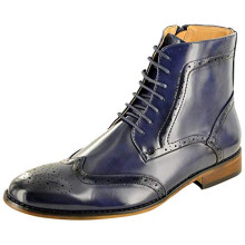 My Perfect Pair Men's Italian Style Leather Lined Chelsea Ankle Chukka Brogue Boots, Navy UK Size 11 / EU Size 45