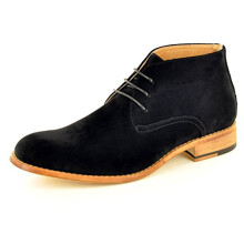 Mens Black Leather Lined Lace Up Casual/ Formal Ankle Chelsea boots (UK 12 / EU 46, Black)