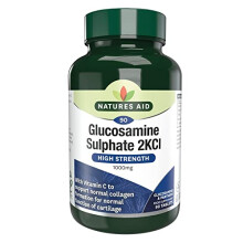 Natures Aid Glucosamine Sulphate 2KCl 1000mg – High Strength Joint Support with Vitamin C Supplement – Helps Mobility, Flexibility & Collagen