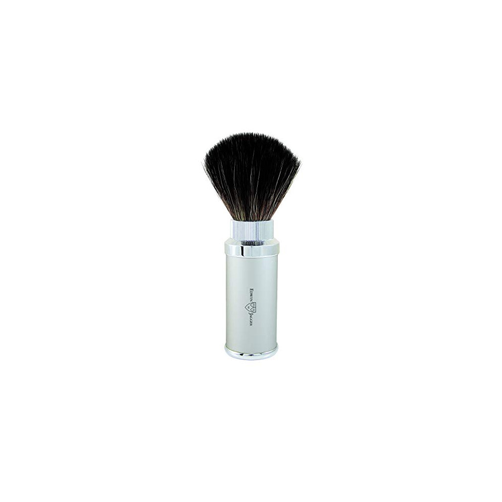 Edwin Jagger Chrome Plated Silver Travel Shaving Brush (Black Synthetic)