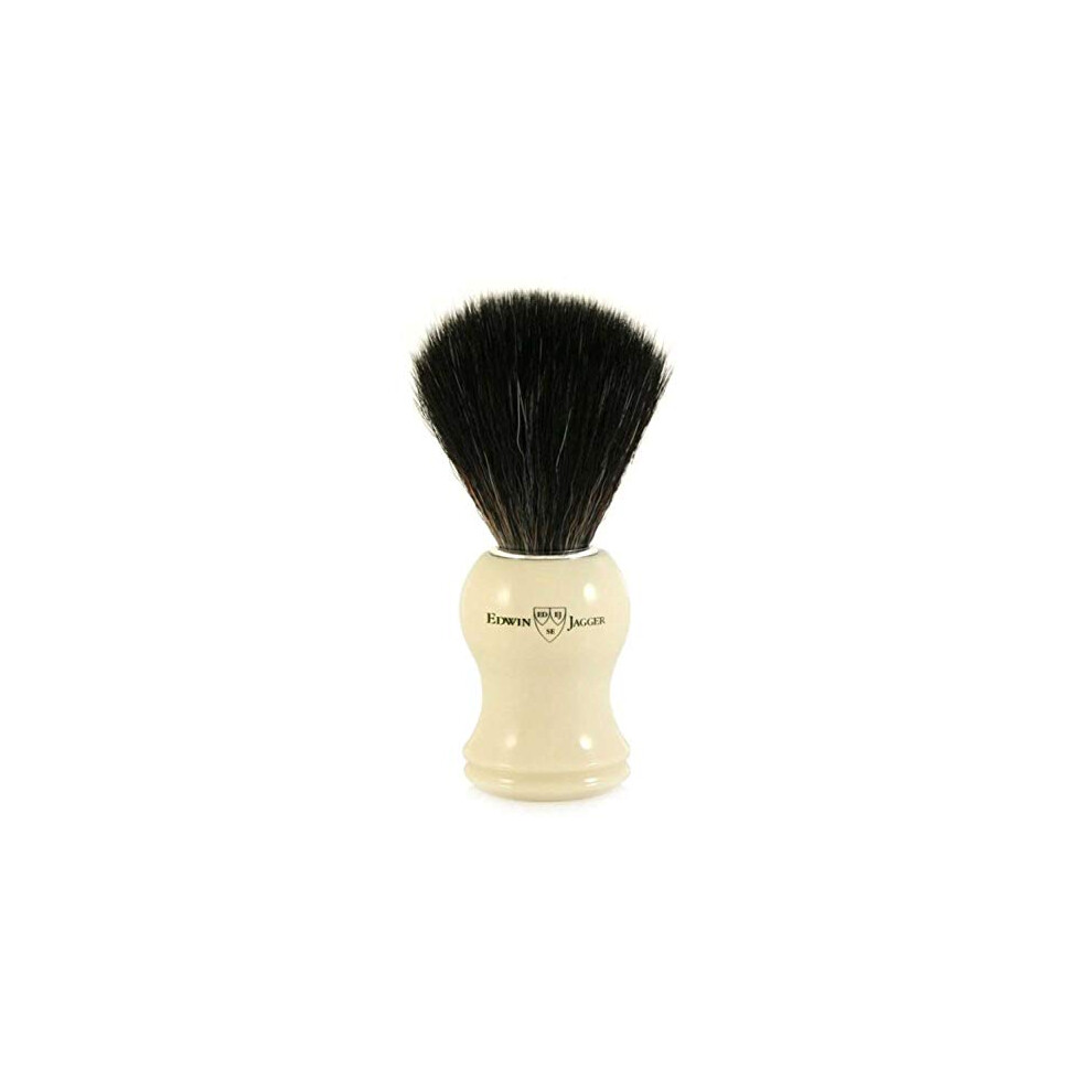 Edwin Jagger 21P37 Imitation Ivory Shaving Brush (Black Synthetic)