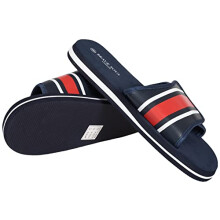 BRAVE SOUL Mens Slider Mule Sandals Pool Beach Sport Shower Slipper Red Navy, 6 UK