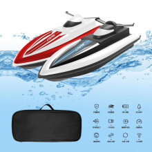 (Red, 1) Dual Propeller Long Range Racing Boat Water Toy, Realistic Electric RC Speedboat Motorboat with Twin Motors Waterproof Remote