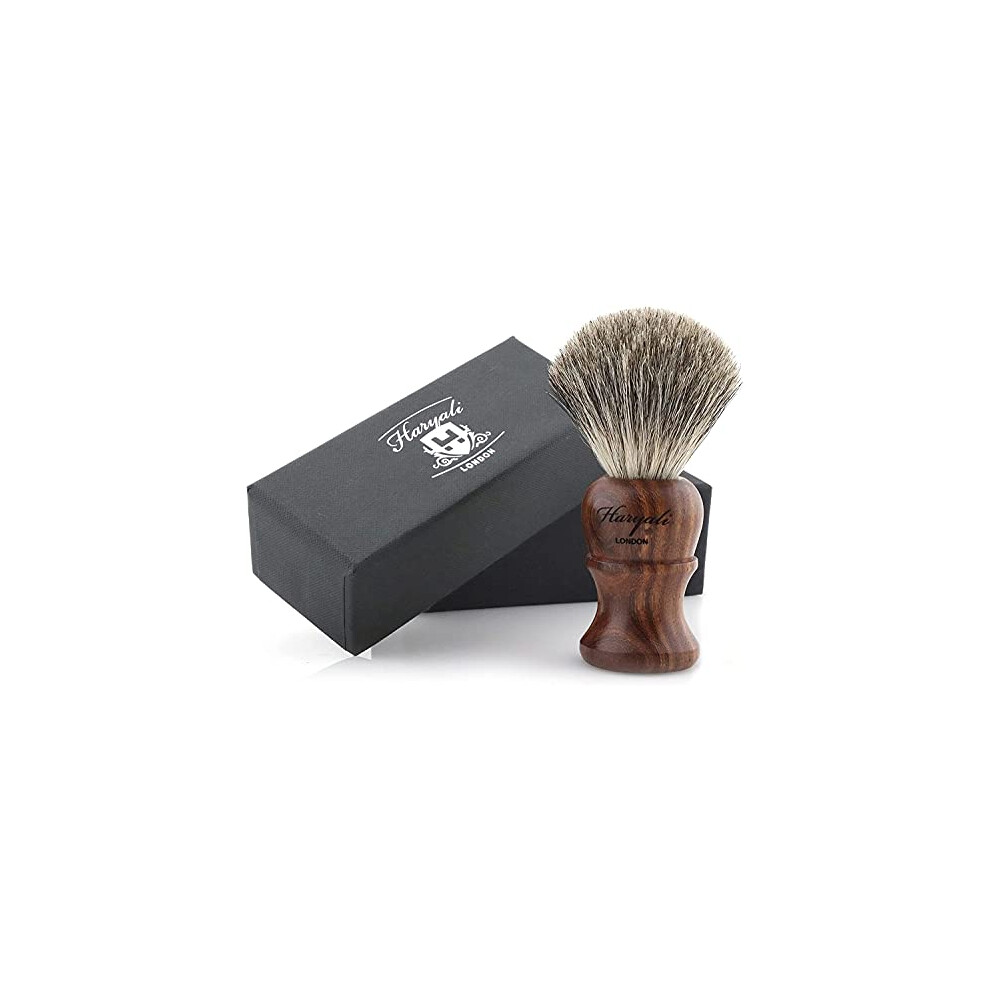 Haryali London Shaving Brush - Pure Grade - Black Badger Shaving Brush - Wooden Shaving Brush - For Luxurious Lather - Shaving Cream Brush - Long Lasting - No