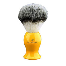 Silver TIP Badger Synthetic Shaving Brush - Fibre Bristles - Yellow Ceramic Resin Handle - Exceptional Comfort and Low Maintenance