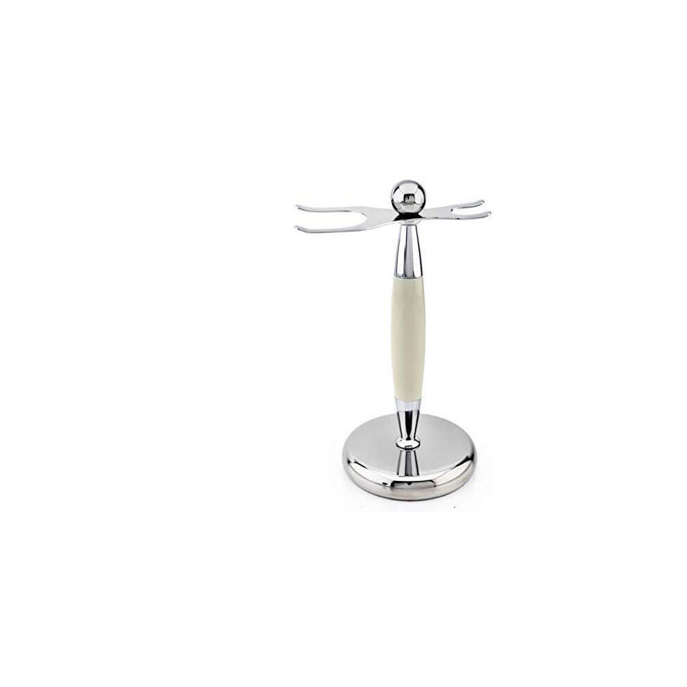 Jag Shaving New Razor & Brush Shaving Stand || Stainless Steel & Resin - Ivory Collection Essential For Any Shaving Collection - Great As A For Any Shaving