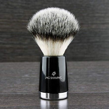 Silver tip Badger Synthetic Shaving Brush Fibre Bristles Black Resin & Metal Handle by JAGSHAVING