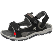 DUNLOP MENS SPORTS WALKING TOUCH CLOSE STRAP SUMMER SANDALS SIZE UK 6-12 (Black Grey, numeric_9)