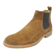 Mens Real Suede Leather Plain Pull On Chelsea Ankle Boots TAN Brown Size 10