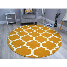 RSM RUGS Small Medium Large Ochre Mustard Gold Round Circle Circular Floor Rugs Cheap UK