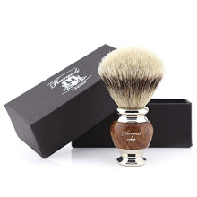 Haryali London, Wooden Shaving Brush for Men – Premium Silvertip Badger Shaving Brush with Wood & Chrome Handle, Luxury Wet Shaving Brush for Rich