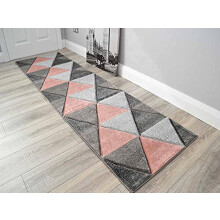 RSM RUGS New Blush Pink & Grey Triangles Design Small Medium Extra Large Size Floor Rugs