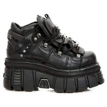 New Rock M.106-S29 TOWER SHOES Metallic Black Leather Biker Gothic Boots - black 3
