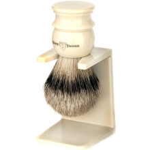 Edwin Jagger Silvertip Shaving Brush with Drip Stand - Large, Imitation Ivory