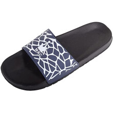 Mens Summer Holiday Pool Sea Beach Shower Slip On Peep Toe Slider Sandals - Black/Navy - UK 9 / EU 43