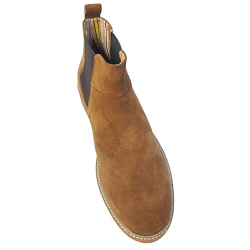Mens Real Suede Leather Plain Pull On Chelsea Ankle Boots TAN Brown Size 10 2