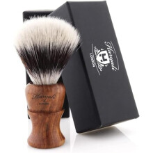 Haryali London Shaving Brush with Synthetic Silvertip Hair - Synthetic Shaving Cream Brush - Wooden Shaving Brush for Extra Lather - Perfect with Any