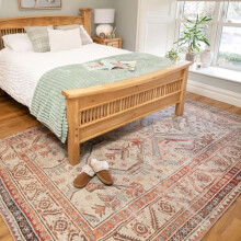 Washable Classic Red Durable Flat Weave Rugs Geometric Blue Machine Washable Bright Color Saturation Child Friendly Bedroom Home Large Rug 240cm x