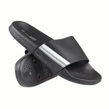 A2Z Mens Summer Strip Pool Sliders Beach Walking Sandals Quick Dry Bathroom Shower - Slider Men AZ37750520 Black 6 UK