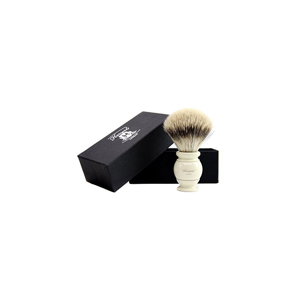 Haryali London Men's Shaving Brush(Badger Looking) With Sliver Tip Hair And Ivory Colour Base.