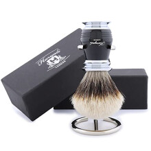 Haryali London Shaving Kit - 2 Pc Shaving Kit - Synthetic Silvertip Badger Shaving Brush - Stainless Steel Shaving Stand - Elegant Design Shaving