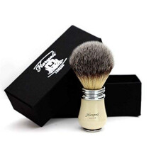 Synthetic Hair Shaving Brush for Men's in Newly Designed Handle in Ivory & Metal