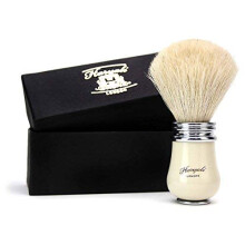 Pure White Badger Hair Shaving Brush for Men's Shave Brush for Shaving Cream, Foam Or Soap No Bristle Loss - Create Think Lather - Ivory Color