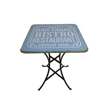 MAISONICA Metal Iron French Café Bistro Table - Typical Paris Shabby Chic Blue Bar Restaurant Table