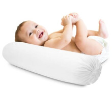Bolster Roll Round Cot Bed Pillow (Pack of 1), 10 x 30 cm (4” x 12”) Filled with Soft Virgin Hollow Fiber Support Pillow, Hollowfibre Pillow For