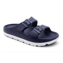 IMTY Mens Slide Sandals Lightweight EVA Backless Slip On Adjustable Buckle Straps Pool Sliders Beach Flip Flops Mule Sandals (Navy, UK Footwear Size