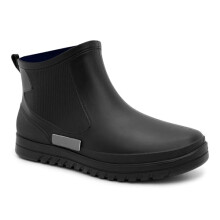 Mens Ankle Wellies Boots Short Slip On Waterproof Garden Chelsea Rain Boot Snow Farm Gardening Outdoor Festival Wellingtons (Black, 6.5, UK Footwear