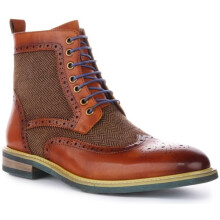 JUSTINREESS ENGLAND Hi Kennedy Men's Tweed Combo Boot With Zip Ankle Boots (Brown, UK 11)