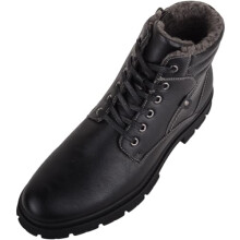 ABSOLUTE FOOTWEAR Mens Lace Up Smart Casual Faux Leather High Top Walking Chelsea Boots - Black - UK 9 / EU 43
