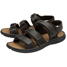 DUNLOP Mens Trekking Walking Leather Sandals - Dark Brown - UK 9