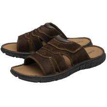 DUNLOP Mens Open Toe Leather Sandals - Brown - UK 9