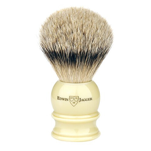 Edwin Jagger Silvertip Shaving Brush with Drip Stand - Large, Imitation Ivory 1