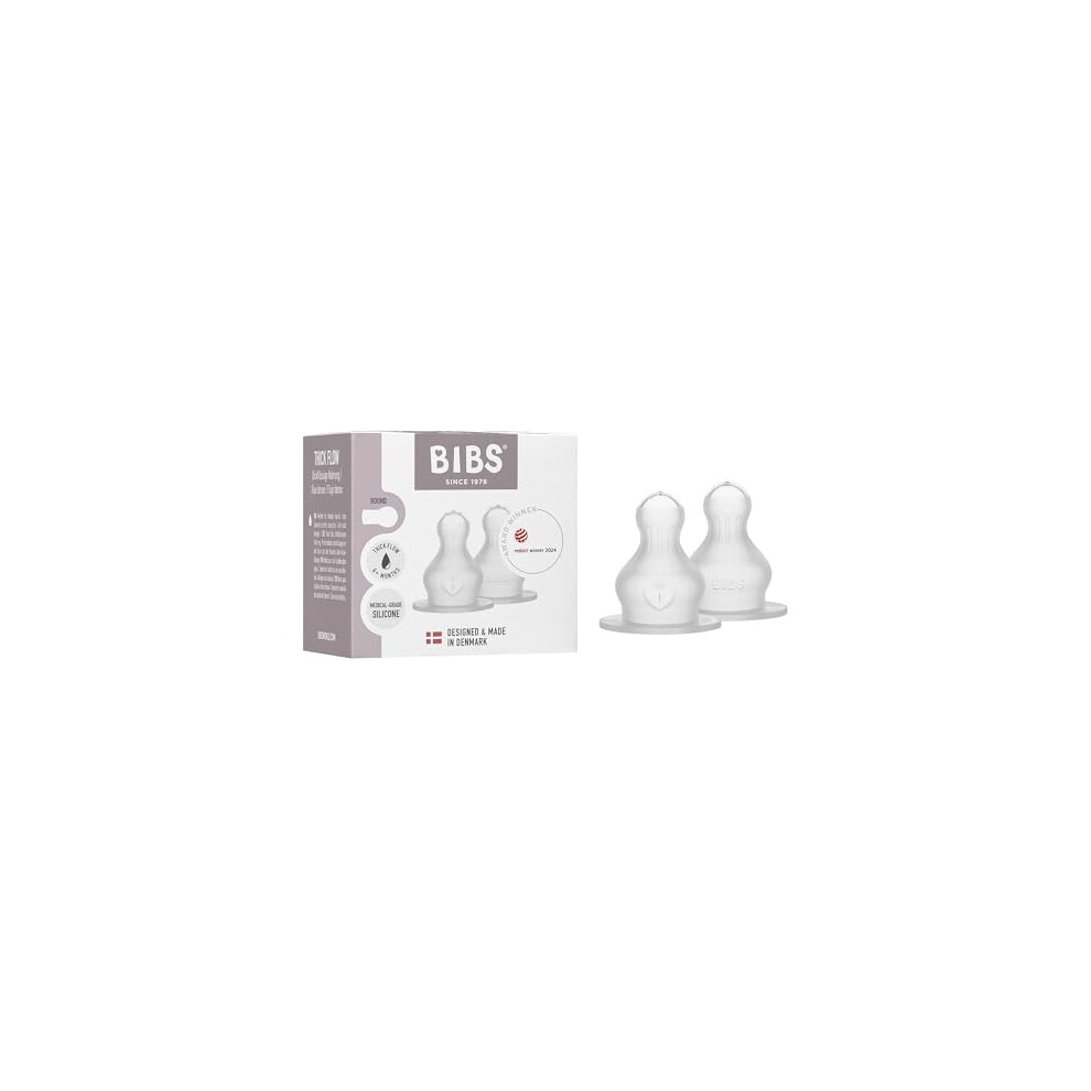 Bibs Baby Bottle Silicone Teat 2 Pack - Anti-Colic, Bpa-Free, Round Silicone Teat, Thick Flow, Lightweight & Easy To Clean, Suitable For Newborns &