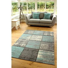 Vienna Modern Small Extra Large Duck Egg Light Blue Silver Marble Quality Thick Floor Long Carpet Runner Rugs (120x170cm)